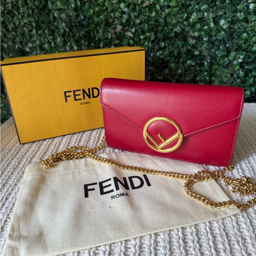 Fendi Leather Red F Crossbody Bag/ Belt Bag